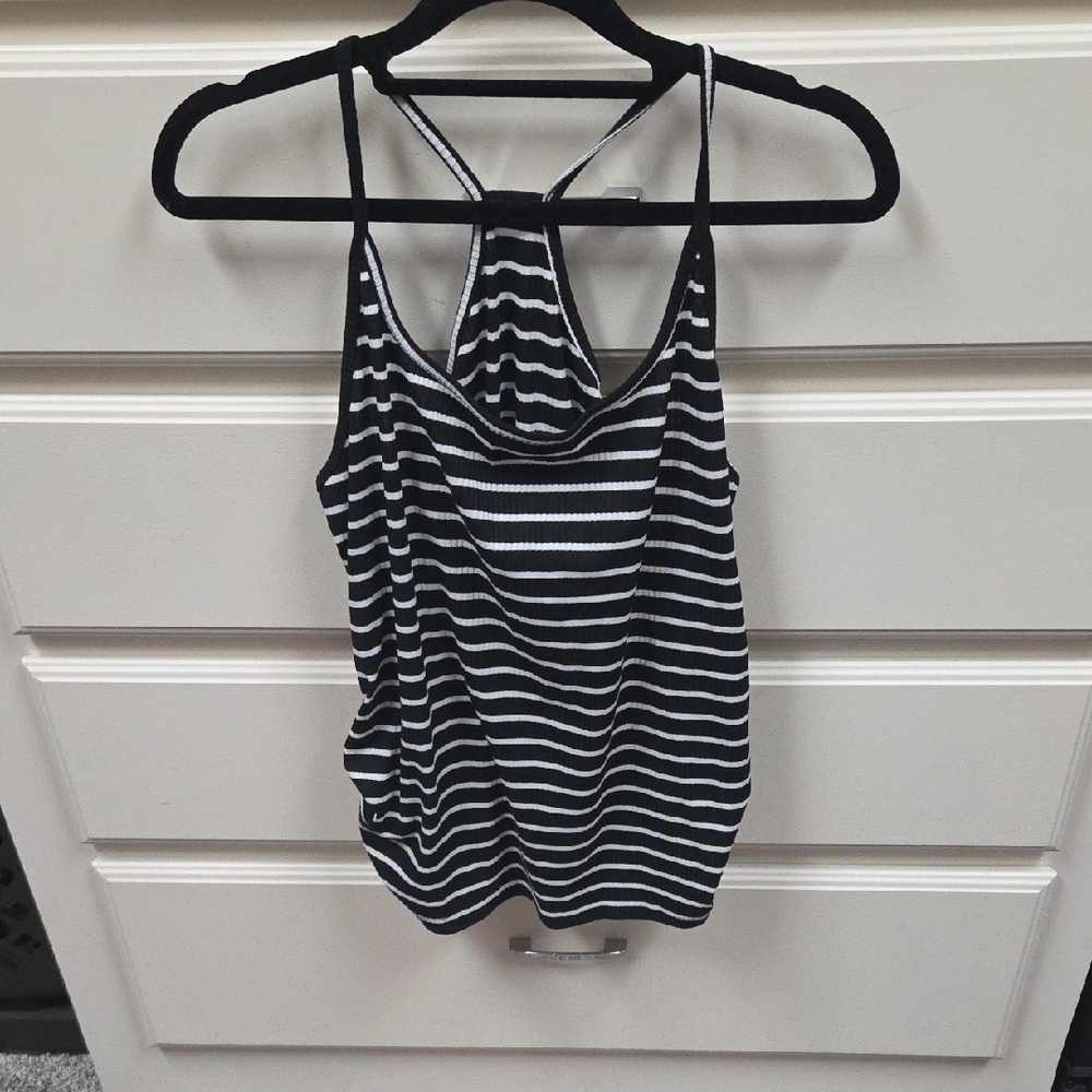 Black and White Striped Women's Top